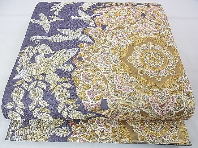 平和屋本店■極上　山口美術織物　皇室　伊勢神宮御用　西陣織　六通柄袋帯　螺鈿花鳥華文　金銀糸　逸品　DZAA1522kh4 - 平和屋
