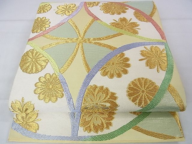平和屋本店■極上　西陣　川島織物　六通柄　本袋帯　七宝菊花文　金糸　証紙付き　逸品　未使用　DZAA1691kh4 - 平和屋
