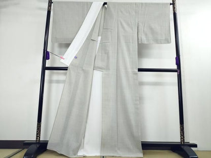 平和屋本店■極上　結城紬　結城ちぢみ　単衣　今幡部　小倉太々　格子　証紙付き　逸品　未使用　DZAA1765kh4 - 平和屋