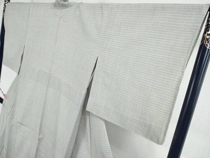 平和屋本店■極上　結城紬　結城ちぢみ　単衣　今幡部　小倉太々　格子　証紙付き　逸品　未使用　DZAA1765kh4 - 平和屋