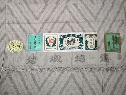平和屋本店■極上　結城紬　結城縮織　単衣　奥順謹製　はたおり娘　証紙付き　逸品　DZAA1767kh4 - 平和屋