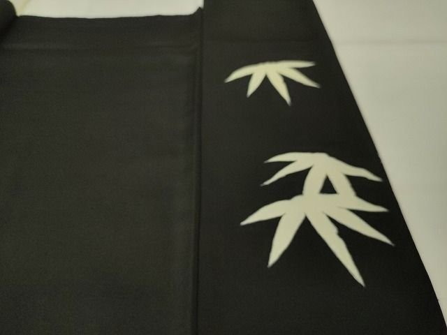 平和屋本店■極上　訪問着　作家物　ふくら雀　笹竹　たたき染め　黒地　逸品　DZAA1833kh4 - 平和屋