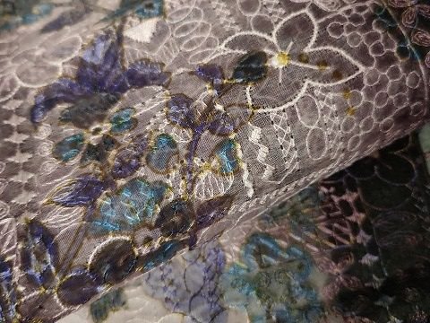 平和屋本店■極上　岡重謹製　長羽織　糊ぼかし友禅　オーガンジー　暈し染め　花唐草文　証紙付き　逸品　DZAA1848kh4 - 平和屋