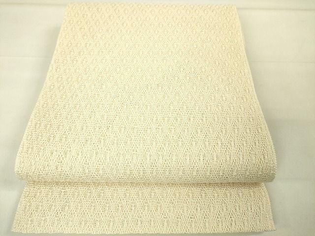 平和屋本店■最高級 夏物 人間国宝 北村武資 羅 八寸名古屋帯 三彩亀甲 小大丸　薄卵色地　色紙・たとう紙付き　逸品　未使用　DZAA1870kh4 - 平和屋