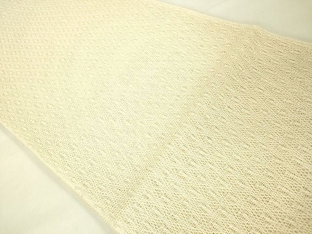 平和屋本店■最高級 夏物 人間国宝 北村武資 羅 八寸名古屋帯 三彩亀甲 小大丸　薄卵色地　色紙・たとう紙付き　逸品　未使用　DZAA1870kh4 - 平和屋