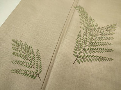 平和屋本店■極上　人間国宝　福田喜三郎　訪問着　紬地　刺繍　枝葉文　金糸　鈴乃屋扱い　逸品　DZAA1949kh4 - 平和屋