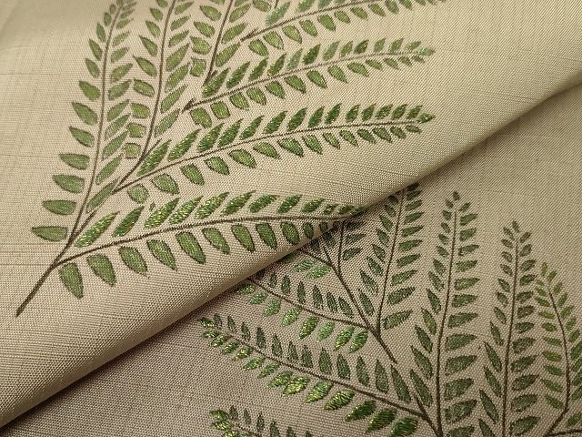 平和屋本店■極上　人間国宝　福田喜三郎　訪問着　紬地　刺繍　枝葉文　金糸　鈴乃屋扱い　逸品　DZAA1949kh4 - 平和屋