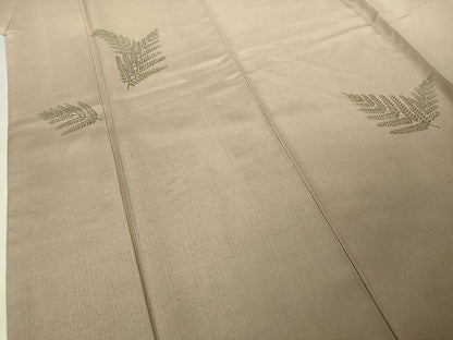 平和屋本店■極上　人間国宝　福田喜三郎　訪問着　紬地　刺繍　枝葉文　金糸　鈴乃屋扱い　逸品　DZAA1949kh4 - 平和屋