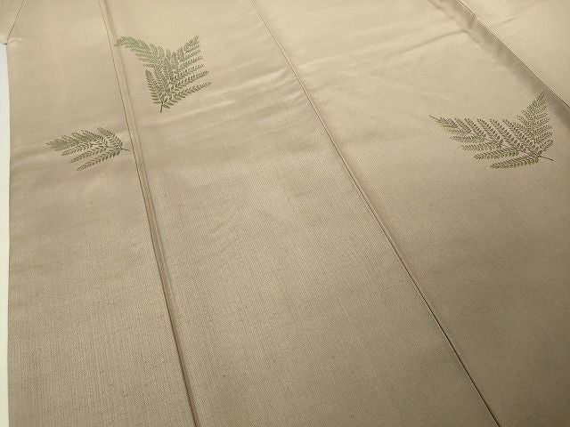 平和屋本店■極上　人間国宝　福田喜三郎　訪問着　紬地　刺繍　枝葉文　金糸　鈴乃屋扱い　逸品　DZAA1949kh4 - 平和屋