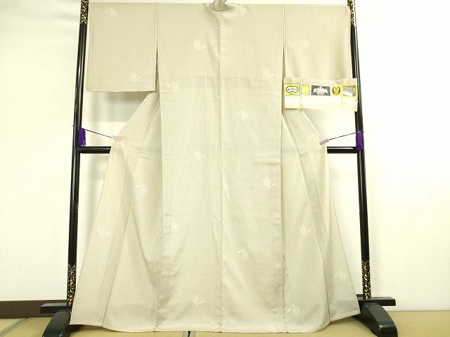 平和屋本店■極上　本塩沢　単衣　草花文　白新染織　証紙付き　逸品　DZAA1951kh4 - 平和屋