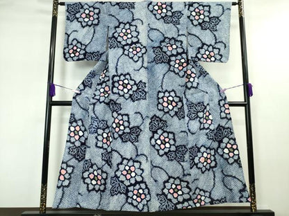 平和屋本店■極上　夏物　浴衣　有松鳴海絞り　草花文　綿　逸品　DZAA20038kh5
