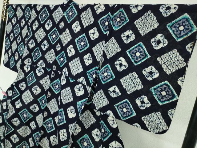 平和屋本店■極上　夏物　浴衣　有松鳴海絞り　菱文　綿　逸品　DZAA20055kh5
