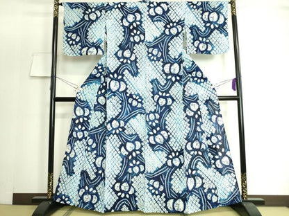 平和屋着物∴極上 夏物 浴衣 有松鳴海絞り 杜若 綿 逸品 DZAA20131kh5