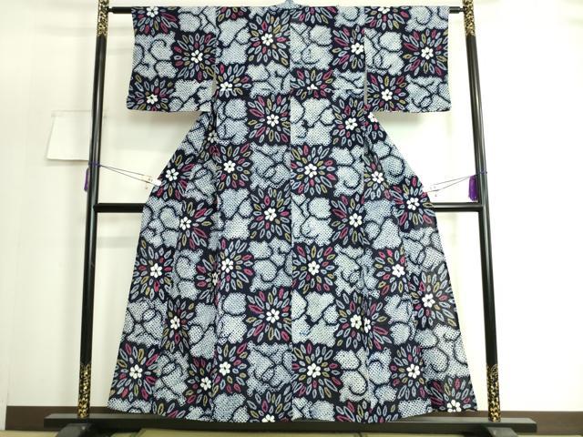 平和屋着物∴極上 夏物 浴衣 有松鳴海絞り 市松花文 綿 逸品 DZAA20132kh5