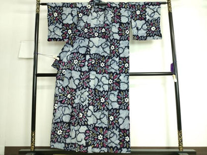平和屋着物∴極上 夏物 浴衣 有松鳴海絞り 市松花文 綿 逸品 DZAA20132kh5