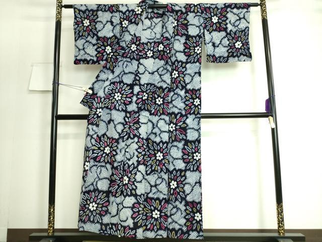 平和屋着物∴極上 夏物 浴衣 有松鳴海絞り 市松花文 綿 逸品 DZAA20132kh5