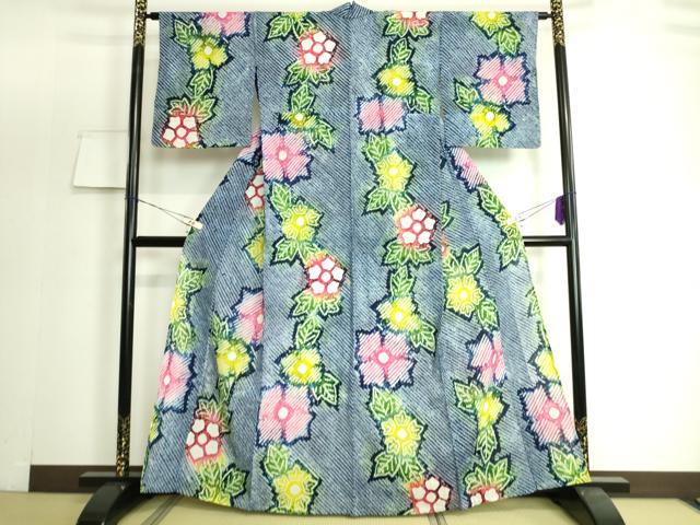 平和屋本店□極上 夏物 浴衣 有松鳴海絞り 舞花文 綿 逸品