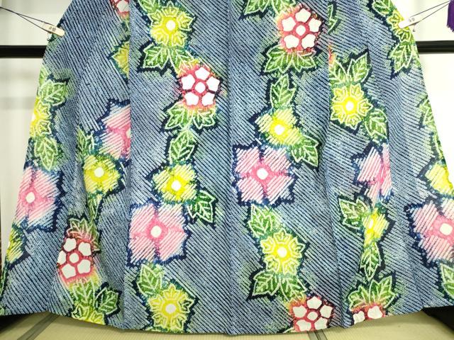 平和屋着物∴極上 夏物 浴衣 有松鳴海絞り 舞花文 綿 逸品 DZAA20141kh5