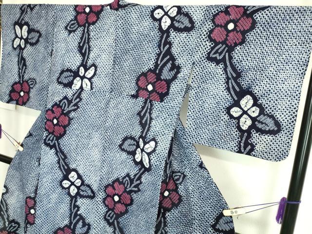 平和屋着物∴極上　夏物　浴衣　有松鳴海絞り　草花文　綿　逸品　DZAA20142kh5