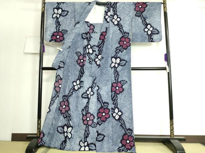 平和屋着物∴極上　夏物　浴衣　有松鳴海絞り　草花文　綿　逸品　DZAA20142kh5