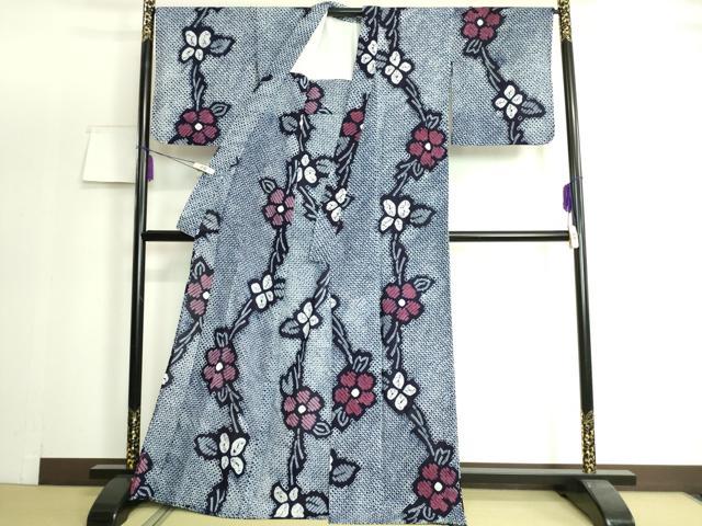 平和屋着物∴極上　夏物　浴衣　有松鳴海絞り　草花文　綿　逸品　DZAA20142kh5