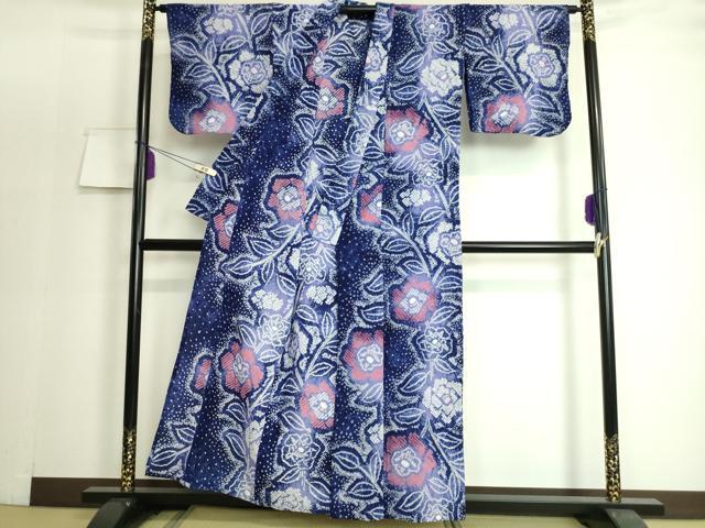 平和屋着物∴極上 夏物 浴衣 有松鳴海絞り 草花文 綿 逸品 DZAA20144kh5