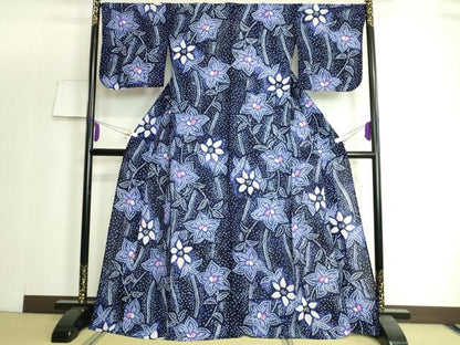 平和屋着物∴極上　夏物　浴衣　有松鳴海絞り　草花文　綿　逸品　DZAA20146kh5