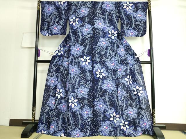 平和屋着物∴極上　夏物　浴衣　有松鳴海絞り　草花文　綿　逸品　DZAA20146kh5