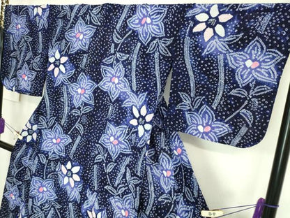 平和屋着物∴極上　夏物　浴衣　有松鳴海絞り　草花文　綿　逸品　DZAA20146kh5