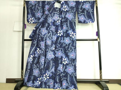 平和屋着物∴極上　夏物　浴衣　有松鳴海絞り　草花文　綿　逸品　DZAA20146kh5