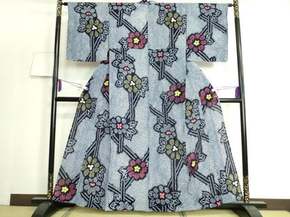 平和屋着物∴極上 夏物 浴衣 有松鳴海絞り 草花文 綿 逸品 未使用 DZAA20147kh5