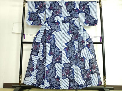 平和屋着物∴極上 夏物 浴衣 有松鳴海絞り 扇面花文 綿 逸品 DZAA20148kh5