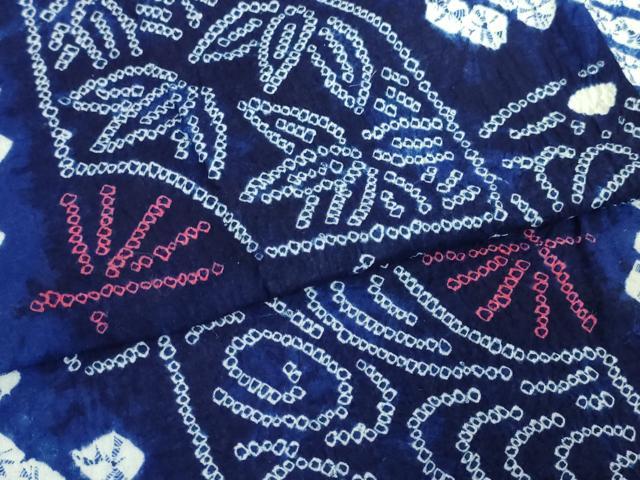 平和屋着物∴極上 夏物 浴衣 有松鳴海絞り 扇面花文 綿 逸品 DZAA20148kh5