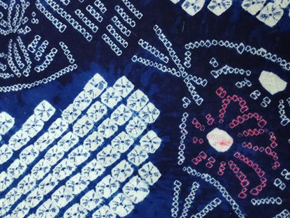 平和屋着物∴極上 夏物 浴衣 有松鳴海絞り 扇面花文 綿 逸品 DZAA20148kh5