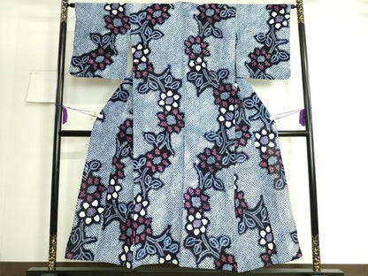平和屋着物∴極上 夏物 浴衣 有松鳴海絞り 草花文 綿 逸品 DZAA20149kh5