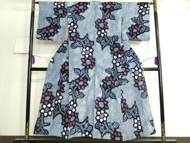 平和屋着物∴極上 夏物 浴衣 有松鳴海絞り 草花文 綿 逸品 DZAA20149kh5