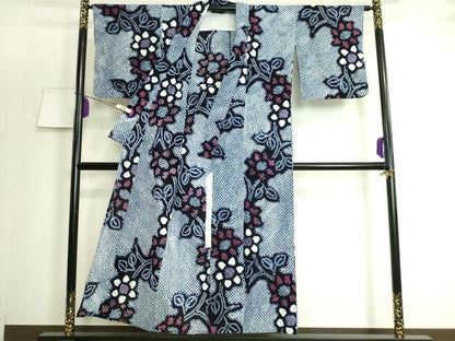 平和屋着物∴極上 夏物 浴衣 有松鳴海絞り 草花文 綿 逸品 DZAA20149kh5