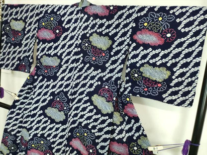 平和屋着物∴極上 夏物 浴衣 有松鳴海絞り 片輪車花文 綿 逸品 DZAA20150kh5
