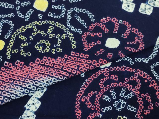 平和屋着物∴極上 夏物 浴衣 有松鳴海絞り 片輪車花文 綿 逸品 DZAA20150kh5