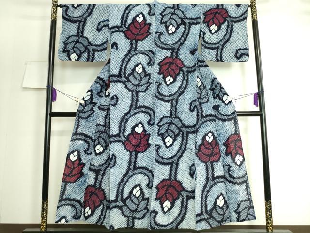 平和屋着物∴極上 夏物 浴衣 有松鳴海絞り 花唐草文 綿 逸品 DZAA20151kh5