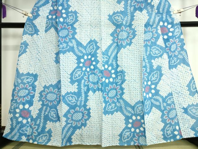 平和屋本店■極上　夏物　浴衣　有松鳴海絞り　向日葵　ひまわり　綿　逸品　DZAA20152kh5