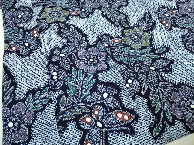 平和屋着物∴極上 夏物 浴衣 有松鳴海絞り 舞蝶草花文 綿 逸品 DZAA20154kh5