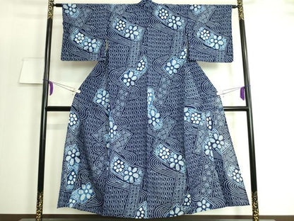 平和屋着物∴極上 夏物 浴衣 有松鳴海絞り 流水短冊花文 綿 逸品 DZAA20156kh5
