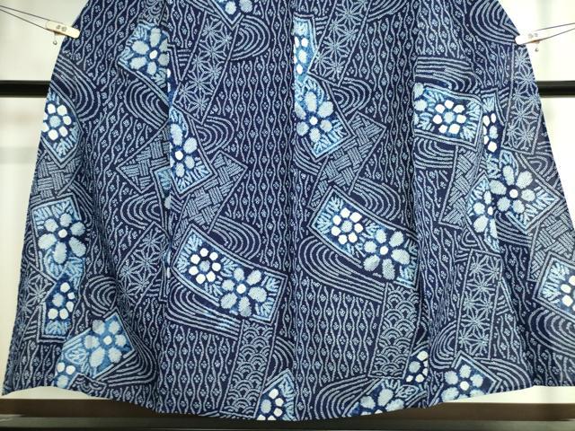 平和屋着物∴極上 夏物 浴衣 有松鳴海絞り 流水短冊花文 綿 逸品 DZAA20156kh5