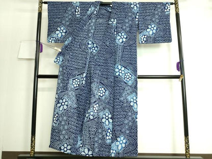 平和屋着物∴極上 夏物 浴衣 有松鳴海絞り 流水短冊花文 綿 逸品 DZAA20156kh5