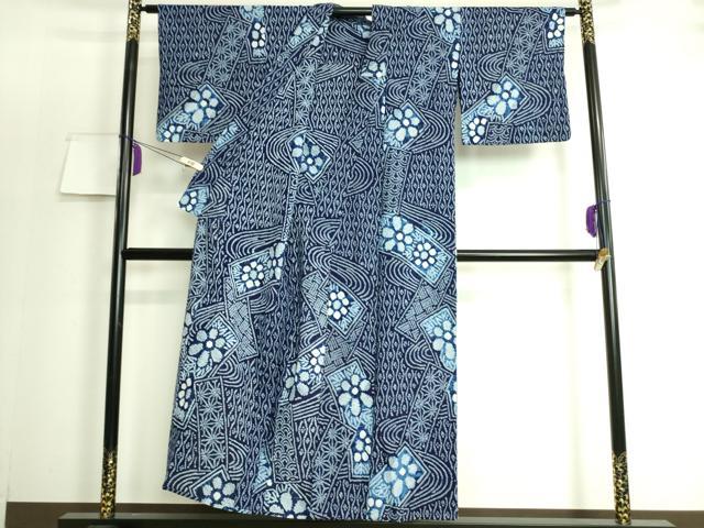 平和屋着物∴極上 夏物 浴衣 有松鳴海絞り 流水短冊花文 綿 逸品 DZAA20156kh5