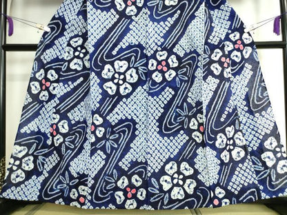 平和屋着物∴極上 夏物 浴衣 有松鳴海絞り 流水花文 綿 逸品 DZAA20157kh5