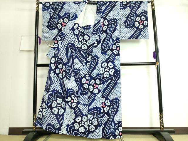 平和屋着物∴極上 夏物 浴衣 有松鳴海絞り 流水花文 綿 逸品 DZAA20157kh5