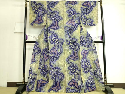 平和屋着物∴極上 夏物 浴衣 有松鳴海絞り 舞蝶花文 綿 逸品 未使用 DZAA20159kh5