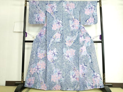 平和屋着物∴極上 夏物 浴衣 有松鳴海絞り 草花文 綿 逸品 DZAA20160kh5